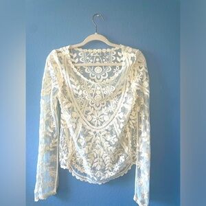 Lace top cream top boho top swimsuit cover summer top y2k top
